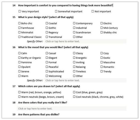 Interior design client questionnaire to gather information about your client's needs, style, and budget. This will help you create a personalized design plan that meets their specific Interior Design Client Questionnaire Template, Client Questionnaire Templates, Interior Design Client Questionnaire, Interior Design Questionnaire, Interior Design Business Plan, Questionnaire Design, Contract Interior Design, Business Presentation Design, Client Questionnaire