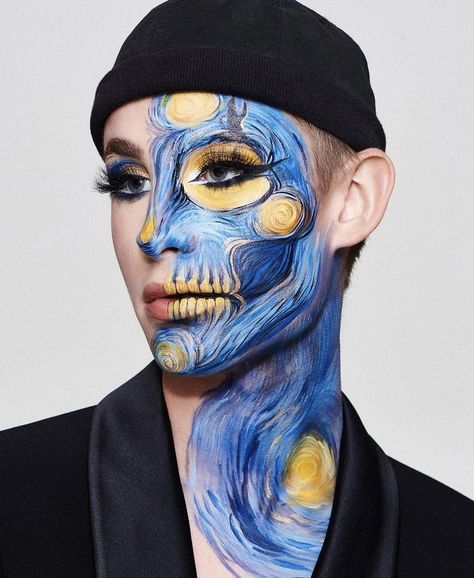 Make Up Artistique, Makeup Art Face Inspiration, Face Painting Artistic, Makeup Looks Artistic, Face Art Makeup Paint Ideas, Face Paint Adult, Crazy Makeup Art, Artistic Makeup Creative, Full Face Paint