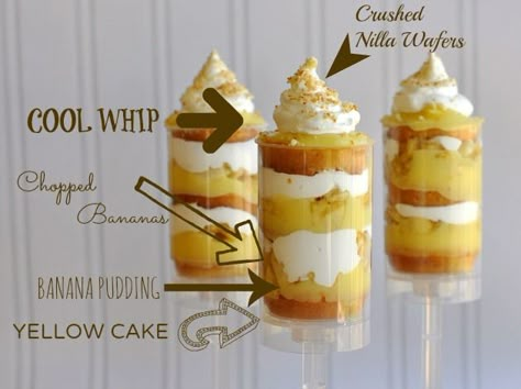 Desserts On A Stick, Banana Cream Pie Cake, Push Pops Recipes, Push Pop Desserts, Banana Creme Pie, Push Cake, Creme Pie, Cake Push Pops, Push Up Pops