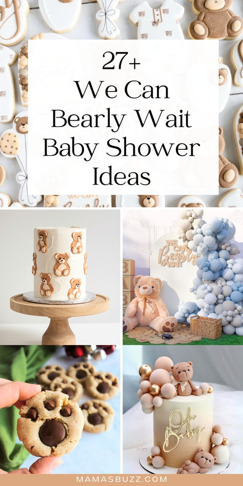 we can bearly wait baby shower Bear Bridal Shower Theme, Teddy Bear Sip And See, Bear Themed Charcuterie Board, Bearly Baby Shower Ideas, Teddy Bear Food Ideas, Baby Showers For Boys Theme, Bear Themed Baby Shower Ideas Food, Bear Themed Baby Shower Centerpieces, We Can Bearly Wait Centerpiece Ideas