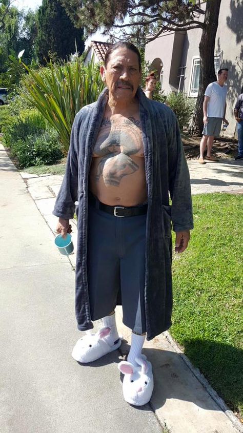 Danny Trejo's bunny slippers Danny Trejo, A Man, Tattoos, Funny