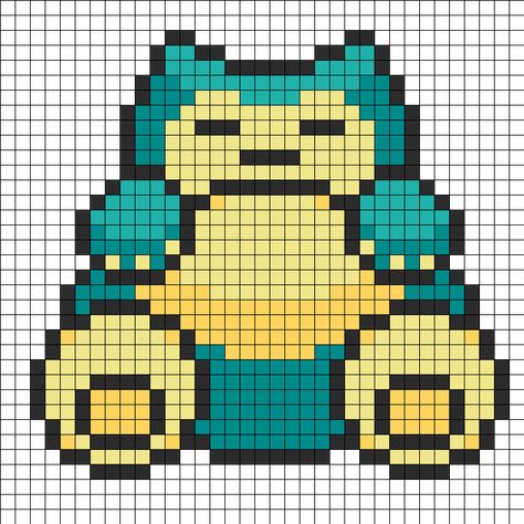 Snoorlax Perler Bead Pattern / Bead Sprite Kirby Perler Beads Pattern, Snorlax Perler Beads, Perler Bead Art Pokemon, Snorlax Perler Bead Pattern, Snorlax Perler, Snorlax Pixel Art, Perler Kirby, Kirby Perler Bead Patterns, Pixel Kirby