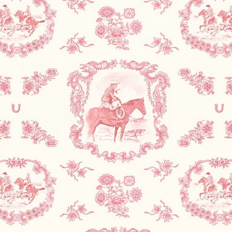 Cowboy Wallpaper in Rose, Removable Peel and Stick - Etsy Vintage Chinoiserie Wallpaper, Light Pink Western Aesthetic, Coquette Wallpaper Room, Pink Horse Wallpaper, College Dorm Wallpaper, Retro Western Wallpaper, Pink Vintage Wallpaper Backgrounds, Simple Western Wallpaper, Cute Room Wallpaper