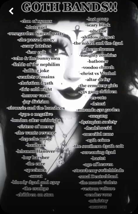 #gothgirl #gothicstyle #gothgrunge #gothic #y2k #vamp #cybergoth #vampy #vampireaesthetic #cherrybomb #deftones #nirvana #gothbands #gothicbarbie Goth Bands List, How To Be Gothic, Gothic Username, Gothic Username Ideas, Goth Tips, Gothic Pfp Aesthetic, Batcave Goth, Forehead Makeup, Goth Bangs