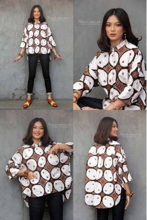 Batik Blouse Designs, Batik Fashion Modern Atasan, Model Blouse Batik, Batik Blazer, Model Batik, Batik Dress Modern, Batik Top, Batik Clothing, Modern Batik