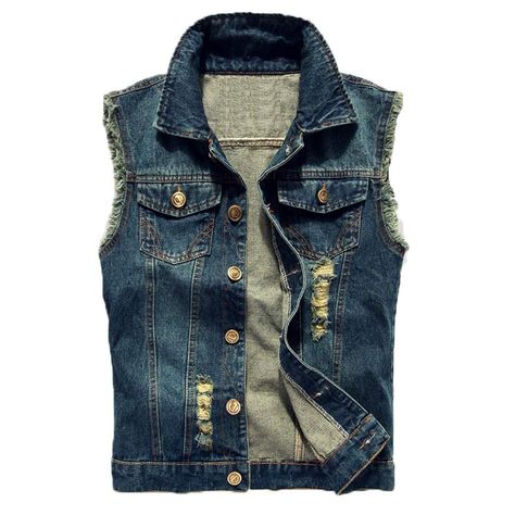 PRICES MAY VARY. Denim,Polyester 进口 Cotton lining Button closure Hand Wash Only 80% cotton and 20% polyester,washed denim make the vest looks like old but vintage,soft and comfortable.No side pockets, please noted that. This casual sleeveless button down mens denim vest jacket features lapel collar,single buttons breasted,two chest pockets.The retro ripped design and slim fit design to show your figure,makes this vest more stylish. This 80's retro classic jean vest decoration with broken holes a Denim Vest Men, Hip Hop Jeans, Vintage Plus Size, Denim Jeans Ripped, Retro Jeans, Women Coats, Vest Women, Jean Vest, Retro Mode