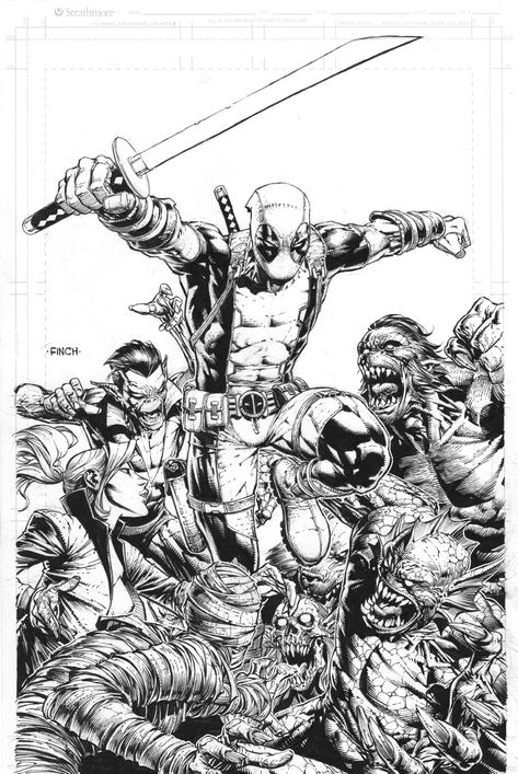 Book Anatomy, Deadpool Drawing, Comic Pics, Comic Sketch, David Finch, Marvel Men, Drawing Superheroes, Superhero Coloring, Comic Book Artwork