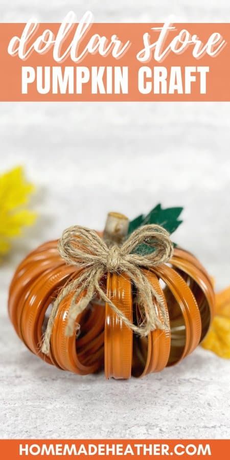 Mason Jar Ring Pumpkin, Jar Ring Pumpkin, Easy Pumpkin Craft, Canning Ring Pumpkin, Mason Jar Lids Crafts, Jar Lid Crafts, Fall Pumpkin Decor, Mason Jar Lid, Pumpkin Craft