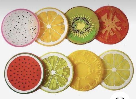 Fruit Coasters, Clay Diy Projects, Fruit Water, Clay Crafts Air Dry, Fruit Slice, Diy Coasters, Pottery Crafts, Diy Pottery, Ceramics Pottery Art