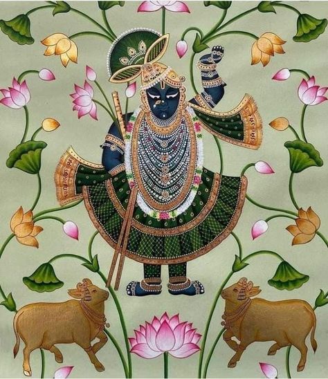 Pichwai Shrinathji Painting, Pichwai Paintings Krishna, Shreenathji Wallpapers, Shrinathji Pichwai Paintings, Mural Art Design, Mughal Art Paintings, Rajasthani Art, Kerala Mural Painting, Pichwai Paintings