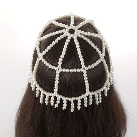 White Vampire, Beading Designs, Beaded Crown, Pearl Headpiece, Beaded Hat, Jewelry Photoshoot, May Weddings, Beads And Wire, Jewelry Inspo