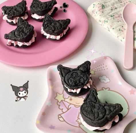 Kuromi Cookies, Kuromi Food, Kuromi Things, Kuromi Birthday, Cute Breakfast Ideas, Kuromi Stuff, Snacks Japonais, Sanrio Birthday, Sanrio Food