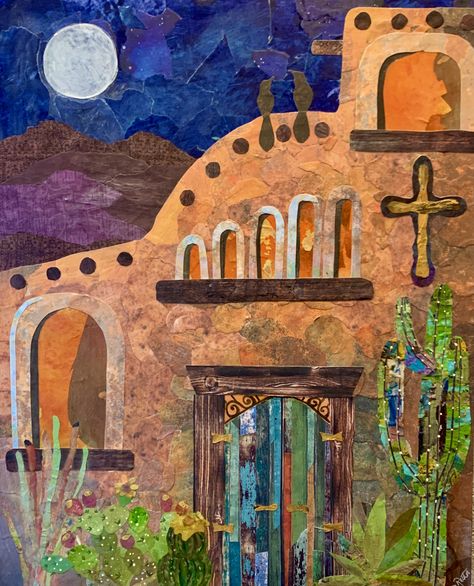 New Mexico Paintings, Adobe House Watercolor, Southwest Adobe Paintings, Watercolor Buildings, Southwestern Sunset Painting, Adobe Homes, Adobe Houses, Cactus Images, Artist Van Gogh