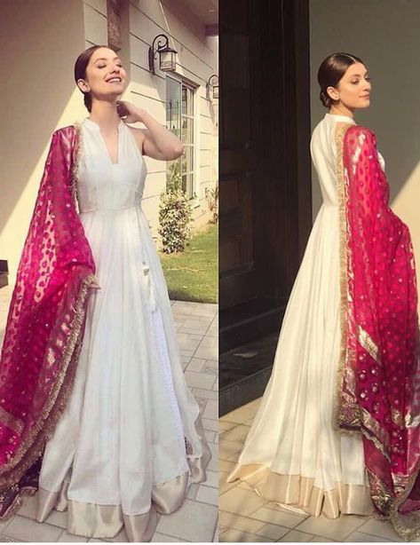 White Anarkali, Gown With Dupatta, Gown Party Wear, Anarkali Dress Pattern, Designer Gown, Designer Evening Gowns, Traditional Indian Outfits, Indian Gowns Dresses, Indian Gowns