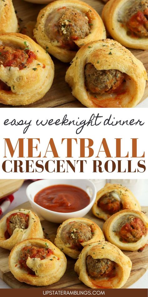 Meatball Crescent Rolls Crescent Rolls And Meatballs, Easy Dinners With Crescent Rolls, Meatballs And Crescent Rolls, Meatballs In Crescent Rolls, Crosaint Recipes Easy Dinner, Crescent Roll Meatball Recipes, Crescent Dinner Recipes, Meatball Croissant, Meatball Crescent Rolls