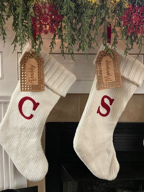 Stocking Aesthetic Christmas, Stockings Aesthetic, Matching Stockings, Stocking Tags, Dog Christmas Stocking, Tree Inspiration, Family Stockings, Christmas Tree Inspiration, Xmas Stockings