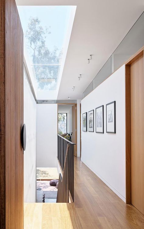 Architecture Extension, Modern Skylights, Skylight Design, Narrow House Designs, 1950s House, Narrow House, Melbourne House, Australian Homes, Stairs Design