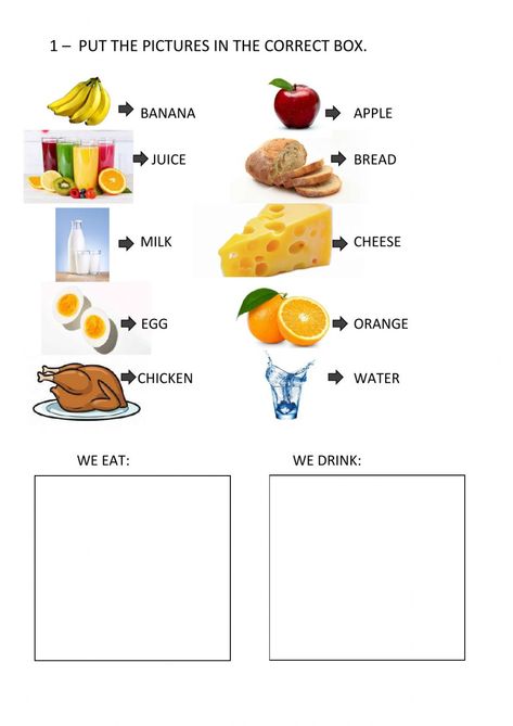 Food Worksheets For Grade 1, Food And Drink Worksheet For Kids, Food And Drink Worksheet, Food Worksheets For Kids, Food Worksheet, Community Helpers Preschool Activities, Shapes Flashcards, Healthy And Unhealthy Food, I Want Food