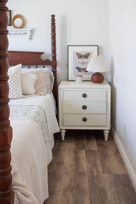 Mix and Match Bedroom Furniture Ideas (Easy Tips) - The Honeycomb Home Does Bedroom Furniture Have To Match, Master Bedrooms With Mixed Furniture, Mismatched Furniture Bedroom, How To Mix Match Bedroom Furniture, Mixing Wood Tones Bedroom Furniture, Mismatched Night Stands, Mixing Bedroom Furniture Woods, Mixing Furniture Styles Bedroom, Mixed Wood Bedroom Furniture