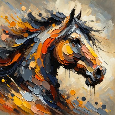 Vivid oil painting of a Horse made by AI Artist Þórunn Þorsteinsdóttir on Text to Image art generator - Deep Dream Generator. Create your own free art. Oil Painting Spatula, Horse Paintings Acrylic, Abstract Horses, Colorful Horse Painting, Pollock Paintings, Abstract Horse Painting, Horse Oil Painting, Horse Paintings, Buddha Art Painting