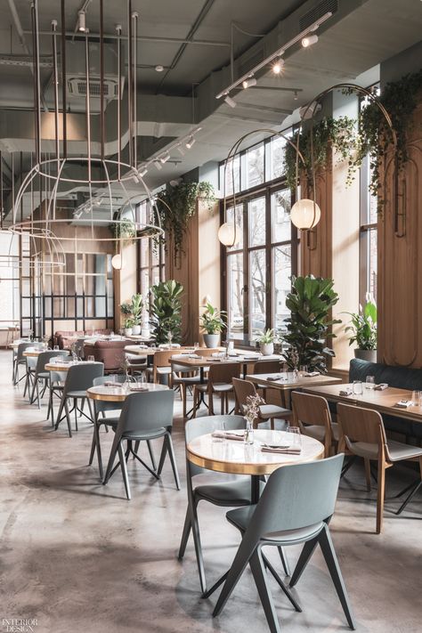 Asthetique-Designed The Y in Moscow is Ready Made for Millennials - Interior Design Millennial Interior Design, Bistro Interior Design, Bistro Interior, Vintage Interior Design, Vintage Cafe, French Restaurants, White Marble Countertops, Private Dining Room, Cafe Interior Design