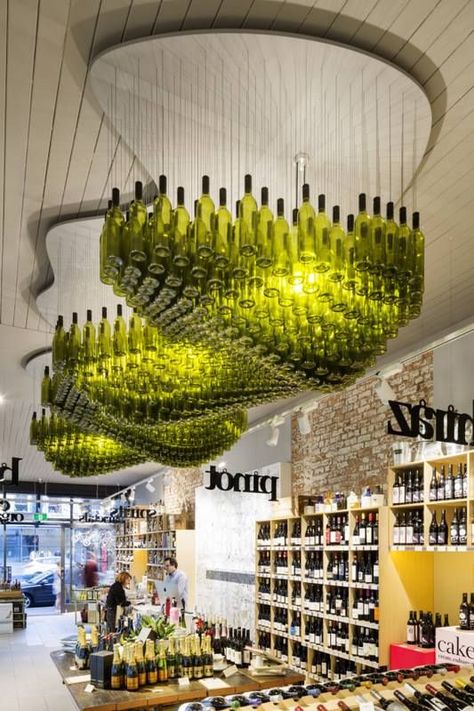 55 Unique and Unusual Ceiling Design Ideas - The Architects Diary Blitz Design, Brick Interior Wall, Australian Interior Design, Interior Design Awards, Wine Store, Interior Wall Design, Retail Interior, Budget Backyard, Bottle Lights