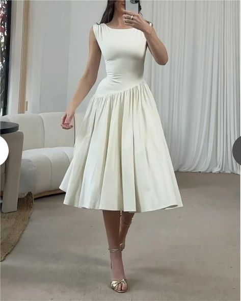 Winter Tea Party Dress, Elegant Romantic Style Outfit, White Grad Dress Graduation, Modest Summer Dresses Casual, White Dress Long Sleeve, White Graduation Dress, Church Dresses For Women, A Line Midi Dress, Classy Short Dresses