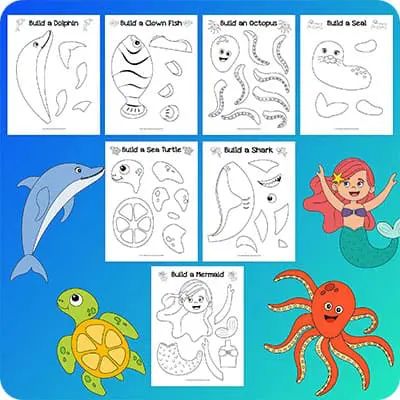 Sea Turtle Craft, Dolphin Craft, Sea Animal Crafts, Ocean Animal Crafts, Octopus Crafts, Animals Craft, Under The Sea Crafts, Shark Craft, Ocean Theme Classroom