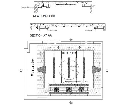 Bedroom ceiling design plan and section autocad file False Ceiling Plan And Section, Ceiling Plan Drawing Architecture, False Ceiling Section Detail Drawing, Plan Ceiling Design, False Ceiling Details Drawing, Toilet Ceiling Design, Ceiling Section Detail, Cove Light Detail, False Ceiling Layout Plan