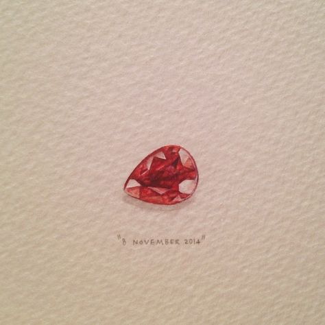 Day 311 : Teardrop ruby. 13 x 9 mm. #365paintingsforants #miniature #watercolor #teardrop #ruby Cottage Illustration, Miniature Watercolor, Somerset West, Prismacolor Art, Stippling Art, Jewelry Illustration, Cute Doodles Drawings, Baby Tattoos, Daily Painting