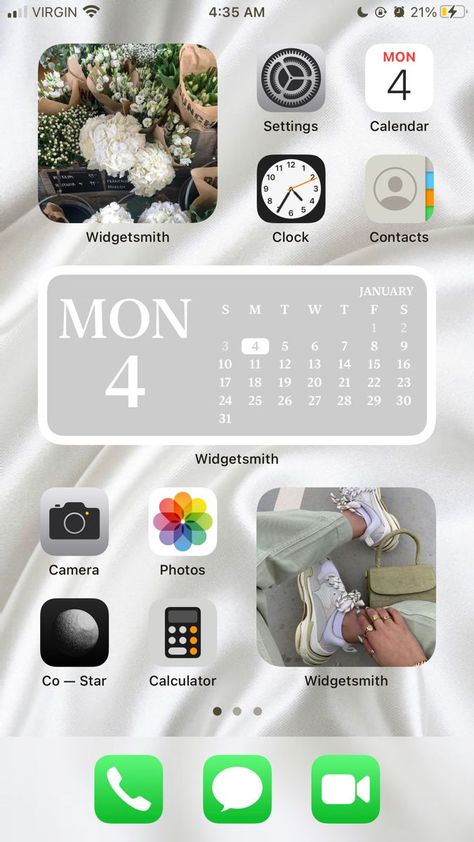 Iphone Homescreen Inspo Aesthetic, Customized Iphone Homescreen, Phone Inspiration Home Screen Aesthetic, Phone Inspiration Layout, Purple Ios, Phone Apps Iphone, Organize Phone Apps, Ios App Iphone, Iphone Home Screen Layout