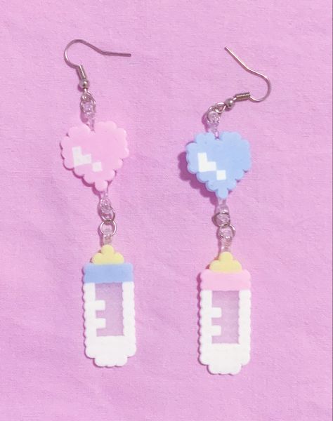 Kawaii Pearl Beads, Pastel Perler Beads, Perler Bead Patterns Mini, Perler Bead Accessories, Melanie Martinez Perler Beads, Squishmallow Perler Beads, Melanie Martinez Pixel Art, Kawaii Perler Beads, Kawaii Perler Bead Patterns