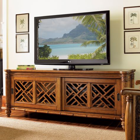 Tommy Bahama by Lexington Home Brands Island Estate Nevis Media Console with Optional Hutch - Entertainment Centers at Hayneedle Swivel Tv Stand, British Colonial Decor, Rustic Tv Stand, Tommy Bahama Home, Wood Tv Stand, Lexington Home, Solid Wood Tv Stand, British Colonial Style, Wood Tv