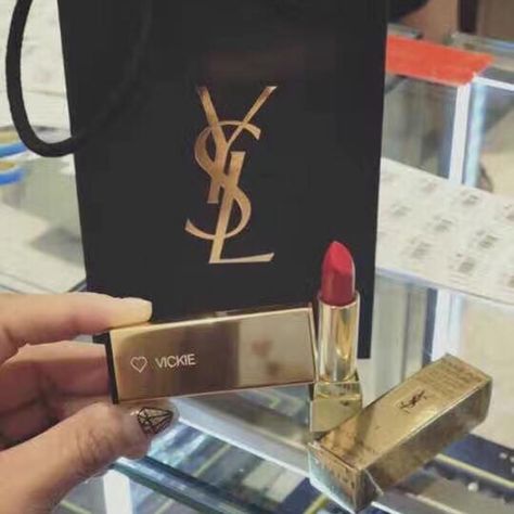 Ysl Personalized Lipstick, Ysl Engraved Lipstick, Engraved Lipstick, Custom Lipstick, Official Makeup, Tomato Color, Ysl Lipstick, Ysl Makeup, Billy Goat