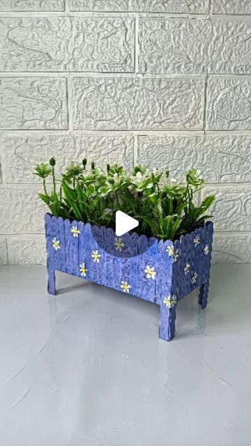 Icecream Stick Craft, Flower Vase Crafts, Planter Cover, Vase Crafts, Instagram Diy, September 1, Craft Stick Crafts, Flower Vase, Kids Stuff