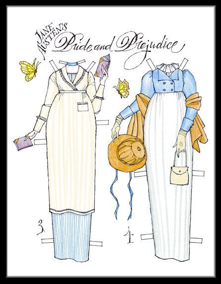 Jane Austen's Pride and Prejudice Jane Austen Party, Fashion Paper Dolls, Origami Templates, Paper Dolls Dress, Barbie Paper Dolls, Jane Austin, Paper People, Regency Period, Victorian Dolls