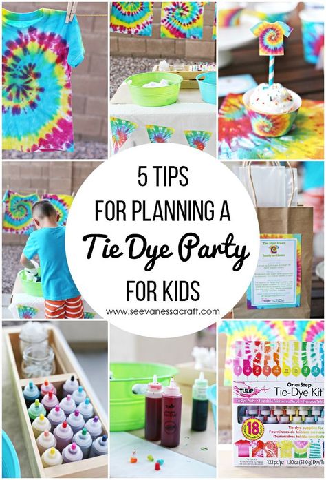 5 Tie Dye Party Tips for Kids Ties Crafts, Tie Dye Birthday Party, Lila Party, Ty Dye, Tie Dye Birthday, Tie Dye Party, Tie Dye Kit, Tie Dye Crafts, Party Tips