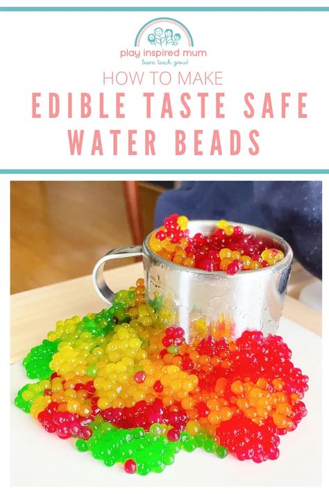 Water Bead Activities, Edible Water Beads, Bead Activities, Sensory Play For Toddlers, Edible Sensory Play, Sensory Play Recipes, Sensory Activities For Preschoolers, Sensory Play Toddlers, Toddler Sensory Bins