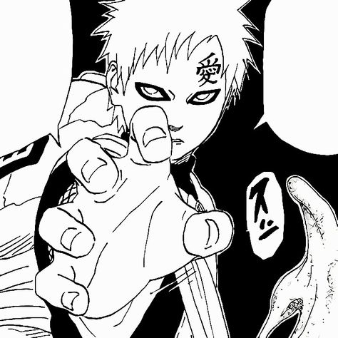 Garra And Naruto, Garra Pfp, Gaara Manga Panels, Garra Naruto, Gaara Pfp, Gaara Manga, Gaara Icon, Naruto Manga Icon, Black And White Pfps