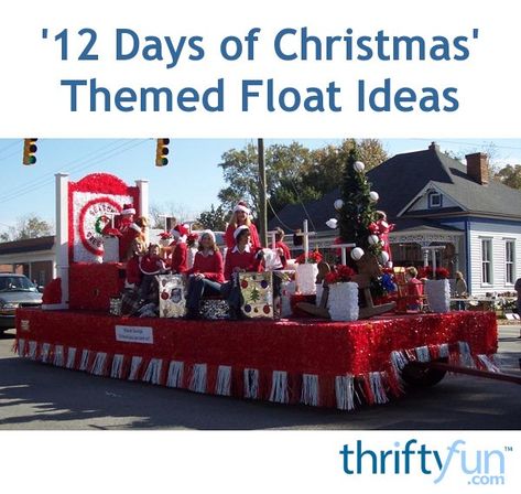 This is a guide about "12 Days of Christmas" float ideas. The popular poem and song of the same name offers lots of decorating ideas for a Christmas parade float. Christmas Parade Truck Ideas, Christmas Parade Float Ideas, Holiday Parade Floats, Parade Float Diy, Parade Float Theme, Christmas Floats, Mardi Gras Parade Float, Parade Float Ideas, Parade Float Decorations