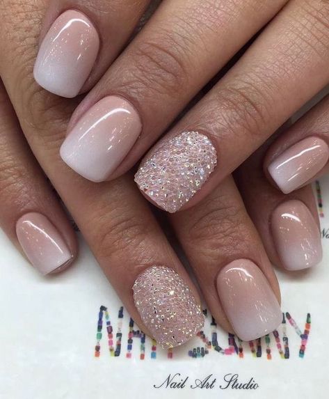 Sns Nails Designs, Acrylic Nails Natural, Pink Wedding Nails, Sns Nails Colors, Unghie Sfumate, Bridal Nail Art, Sns Nails, Wedding Nail, Wedding Nails Design