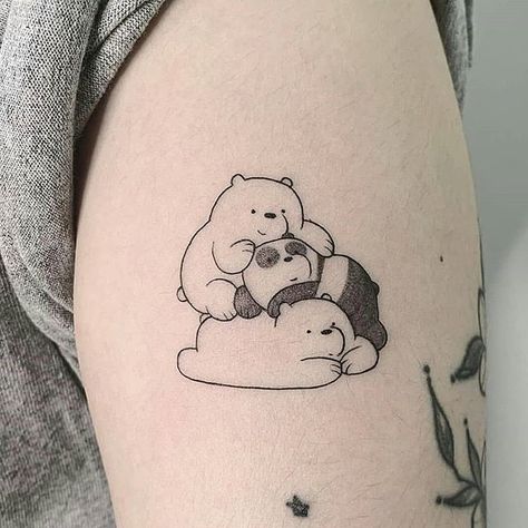 3 Bears Tattoo, We Bear Bears Tattoo, We Bare Bears Tattoo, Sibling Tattoos For 3, Matching Friend Tattoos, Crazy Tattoos, Magic Runes, Traditional Tattoo Designs, Simple Tattoos For Guys