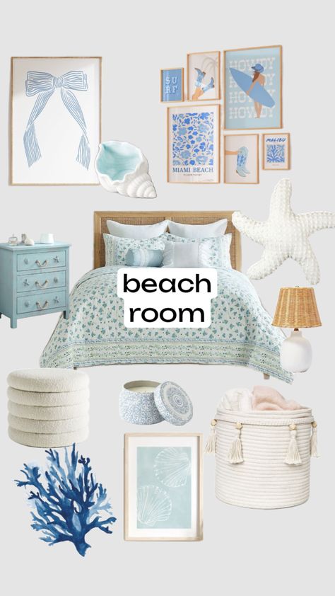 #summer #coastalgrandaughter #coastal #homedecor #bedroominspo #decor #beachgirl#whosmaya Bedroom, Bed, Blue, White