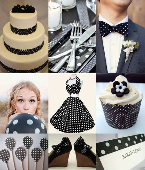 Polka Dot Wedding Theme, Polka Dot Theme, Wedding Collage, Wedding Types, Wedding Kiss, Polka Dot Wedding, Black And White Wedding, Black White Wedding, Wedding Inspiration Board