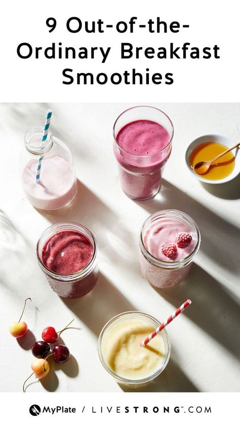 Looking for some smoothie excitement? Here are nine smoothie recipes with unique fruit and veggie combinations for a quick breakfast you can sip on the go. Veggie Combinations, Unique Smoothies, Apricot Smoothie, Smoothie Recipes With Yogurt, Berry Smoothie Recipe, Healthier Habits, Fruit And Veggie, Unique Fruit, Calorie Tracker