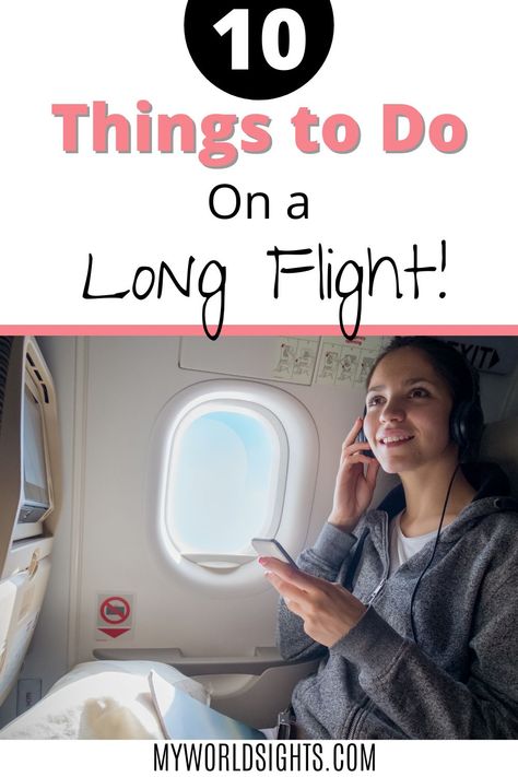 Flight activities, airplane games, and other long flight tips! Carry on essentials for long flights, and what to do on a plane without WiFi! Best things to do on a plane to pass time! Airplane activities, airplane things to do, and how to pass time on a long flight! What To Do On A Long Plane Ride, Things To Do On A Plane To Pass Time, What To Take On A Long Flight, How To Sleep On A Plane Long Flights, How To Survive A Long Flight, Airplane Hacks, Airplane Games, Surviving Long Flights, Long Flight Tips