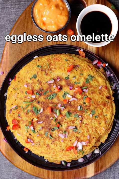 oats omelette recipe | how to make eggless oats veg omelette Healthy Morning Breakfast Recipes, Oats Omelette, Oats Recipes Indian, Healthiest Breakfast, Morning Recipes Breakfast, How To Make Oats, Instant Breakfast, Breakfast Ingredients, Omelette Recipe