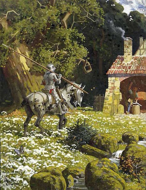 German Knight by Gustav Adolf Closs (1864–1938) In the public domain. Era Victoria, The Blacksmith, Medieval Artwork, Medieval Paintings, Knight Art, Fantasy Setting, Medieval Armor, Medieval Knight, Sanya