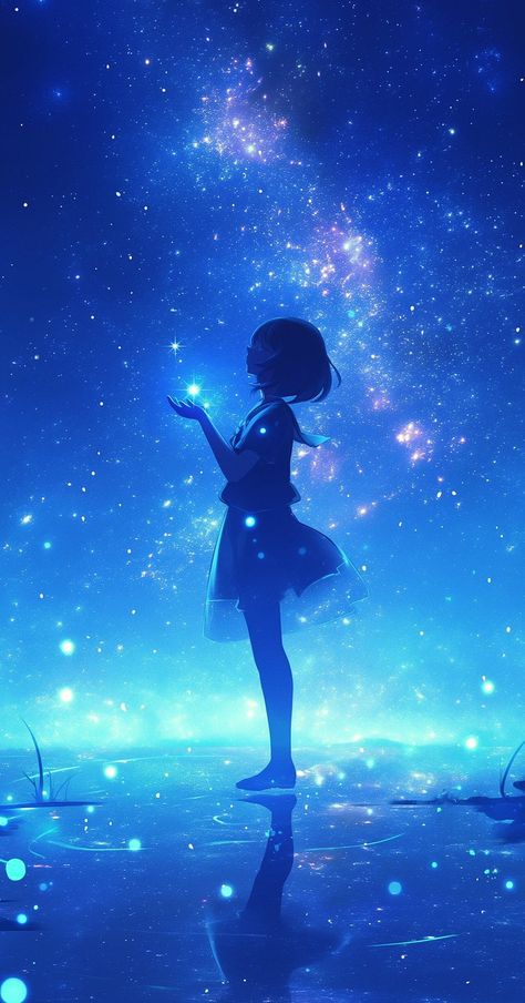 Wishing On A Star, School Scrapbook Layouts, Silhouette Photography, Anime Drawing Books, School Scrapbook, Girl Short Hair, Dreamy Art, Anime Scenery, Abba