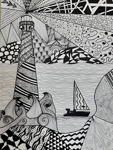 Zentangle Landscape, Zentagle Drawing, Pen Art Work, Scratchboard Art, Zen Doodle Patterns, Zen Doodles, Zentangle Pattern, Zentangle Artwork, Film Paper